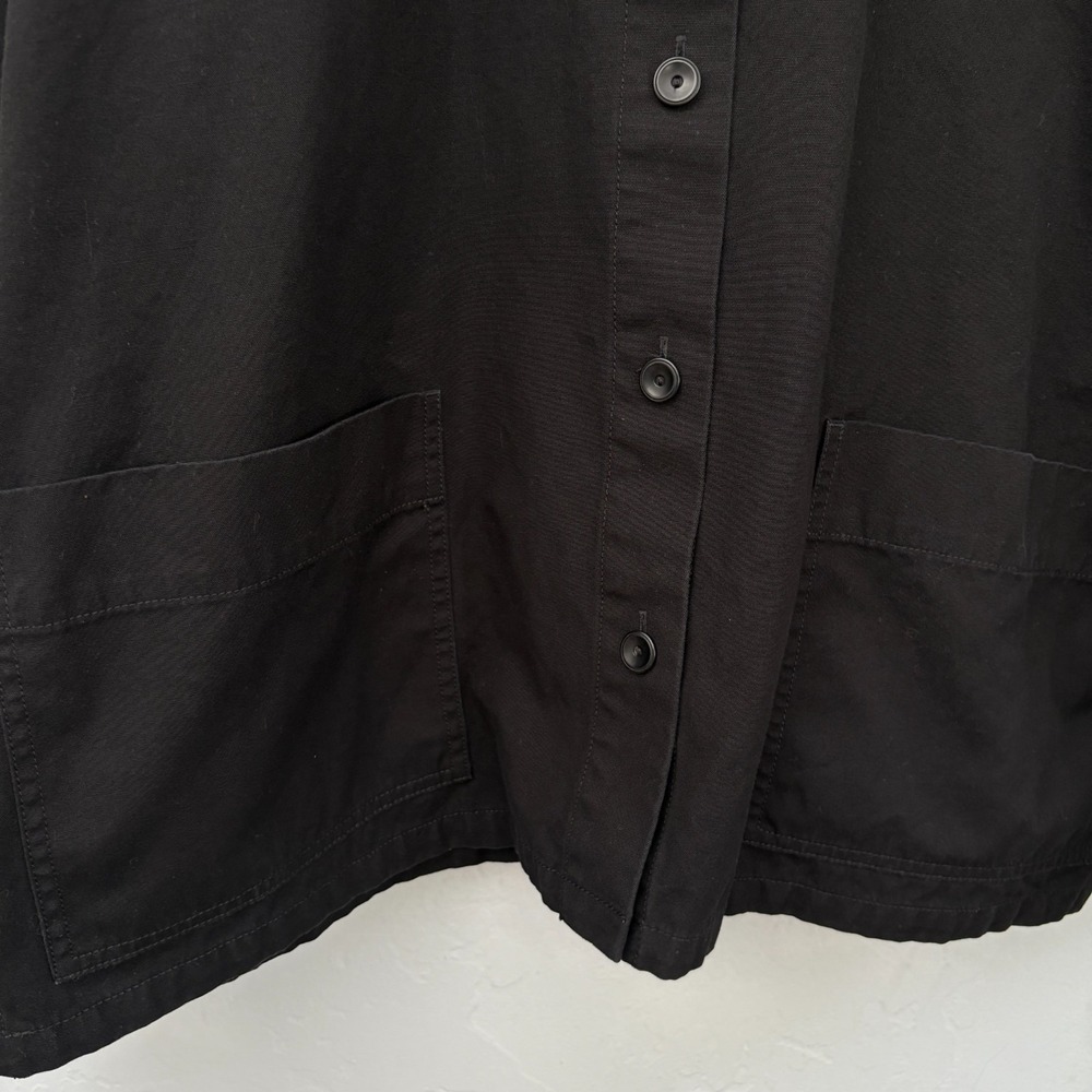 Eileen Fisher Organic Cotton Jacket Women Size XL Black Button Up No Collar - Picture 6 of 11